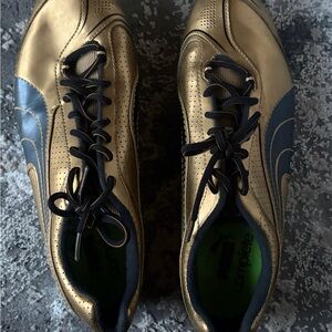 Puma Men's Gold and Blue Athletic Running Spikes Shoes
